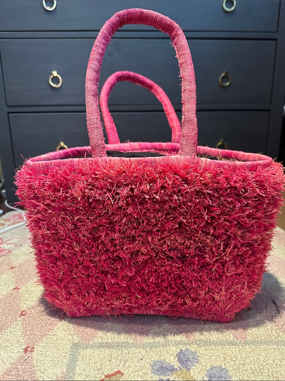 St. Tropez Textured Tote Bag in Fuchsia Pink